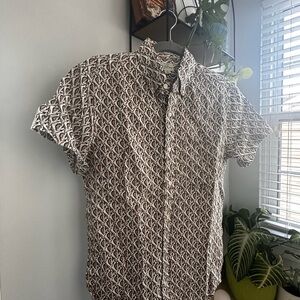 Linen J Crew Patterned Short Sleeve Men's Shirt